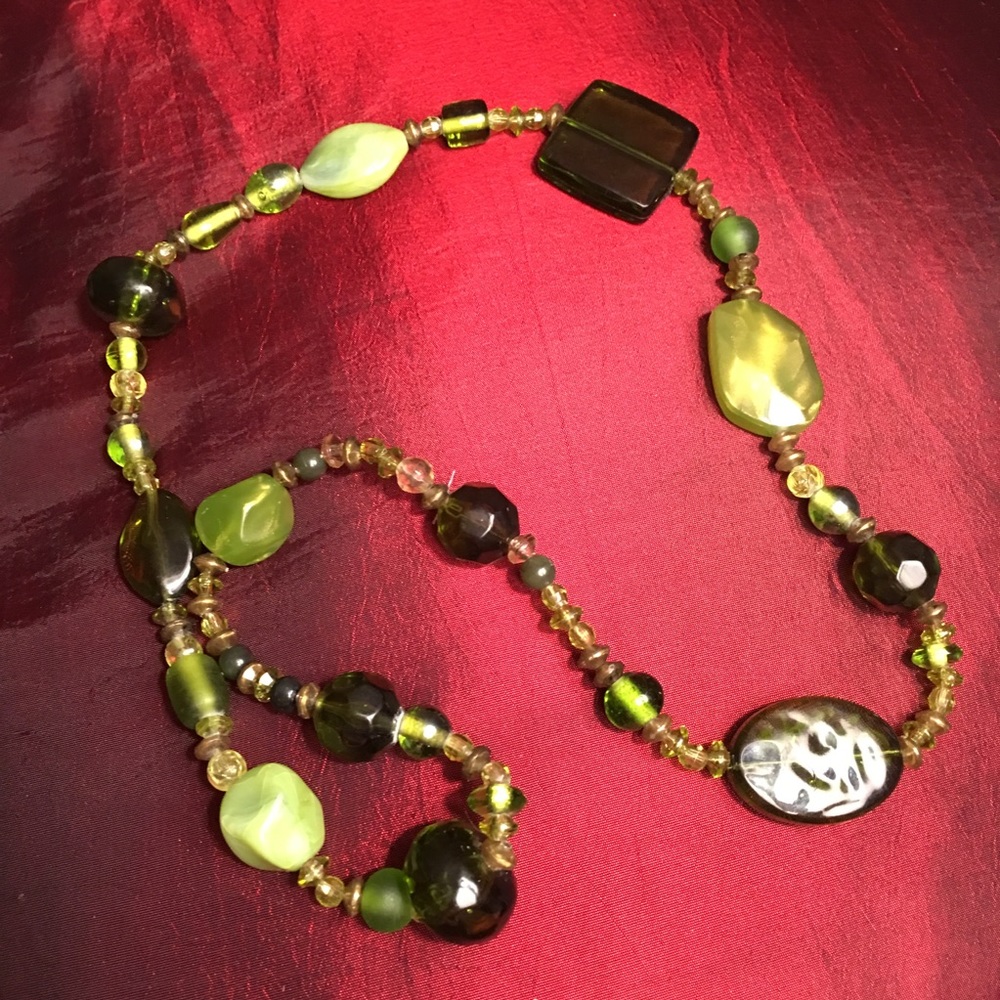 Translucent Green Beaded Necklace